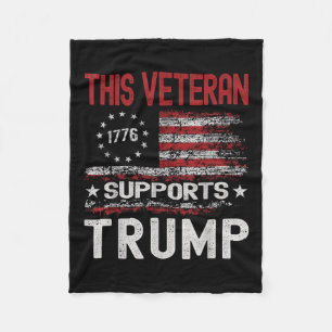 This Veteran Supports Trump 2024 American Flag Fleece Blanket
