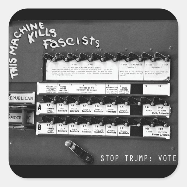 This [Voting] Machine Kills Fascists Sticker (Sq.) (Front)