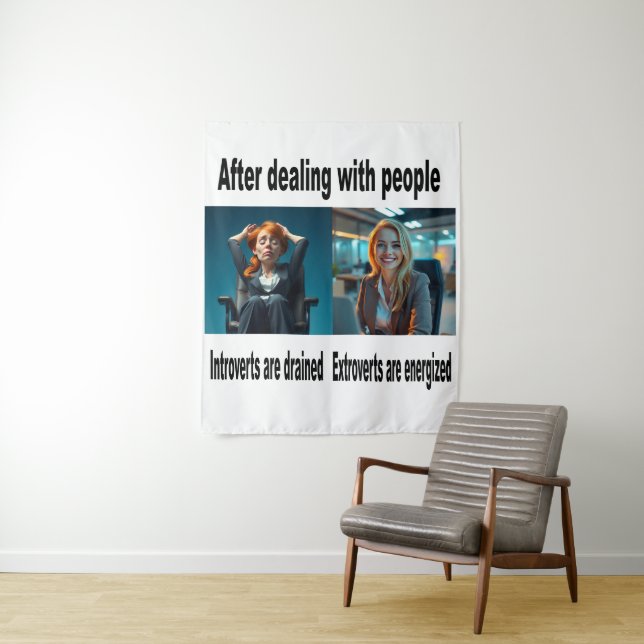 This wall art for Introverts and Extroverts Tapestry (In Situ)
