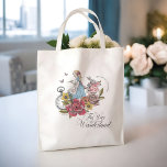 This Way to Wonderland Vintage Fairytale Wedding Tote Bag<br><div class="desc">Design features a mix of our own hand-drawn original florals and artwork. We've meticulously restored the iconic Alice in Wonderland vintage illustrations by hand sketching them and bringing them to life with beautiful watercolor undertones and adding our own personal touch. Design features our original hand-drawn vintage heart key. Elegant and...</div>
