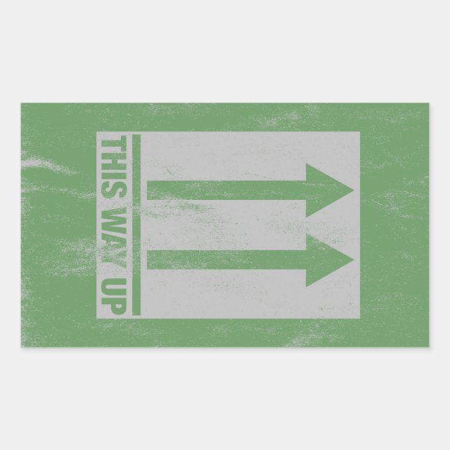 This way up sign rectangular sticker (Front)