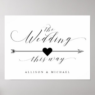 This Way Wedding Calligraphy Script Arrow Sign