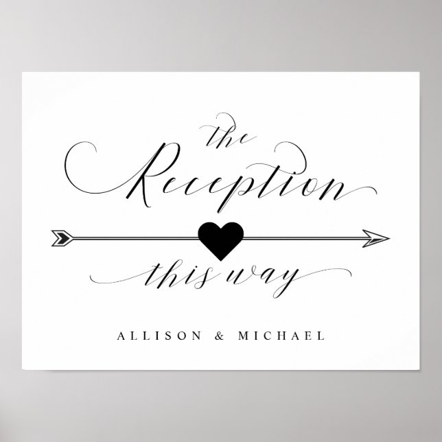 This Way Wedding Reception Script Arrow Sign (Front)