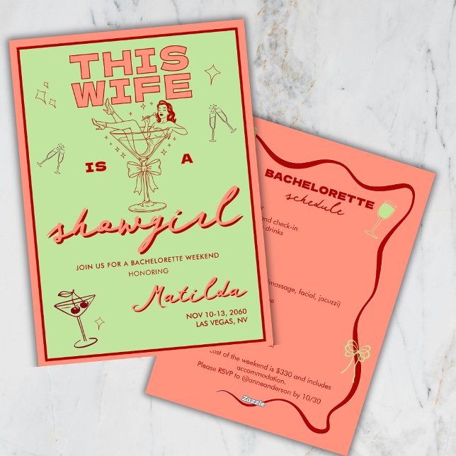This Wife Is A Showgirl Bachelorette Girls Weekend Invitation (Creator Uploaded)