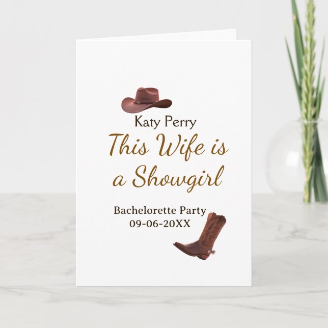 This Wife is a showgirl bachelorette party name da Card (Front)