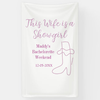 this wife is a showgirl bachelorette party purple  banner