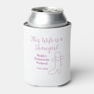 this wife is a showgirl bachelorette party purple can cooler
