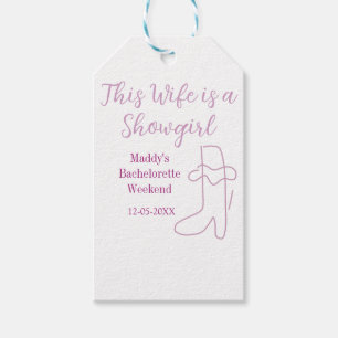 this wife is a showgirl bachelorette party purple  gift tags