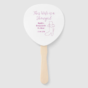 this wife is a showgirl bachelorette party purple hand fan