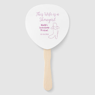 this wife is a showgirl bachelorette party purple  hand fan