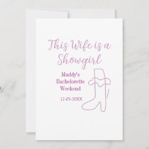 this wife is a showgirl bachelorette party purple invitation