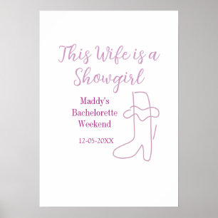 this wife is a showgirl bachelorette party purple poster