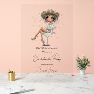 This Wife is a Showgirl Bachelorette Party Welcome Acrylic Sign