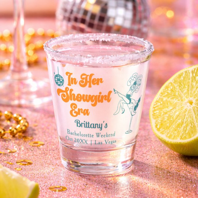 This Wife Is A Showgirl Retro Bachelorette Party Shot Glass (Creator Uploaded)