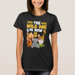This Wild One Is Now 10 Zoo Safari 10th Birthday T-Shirt