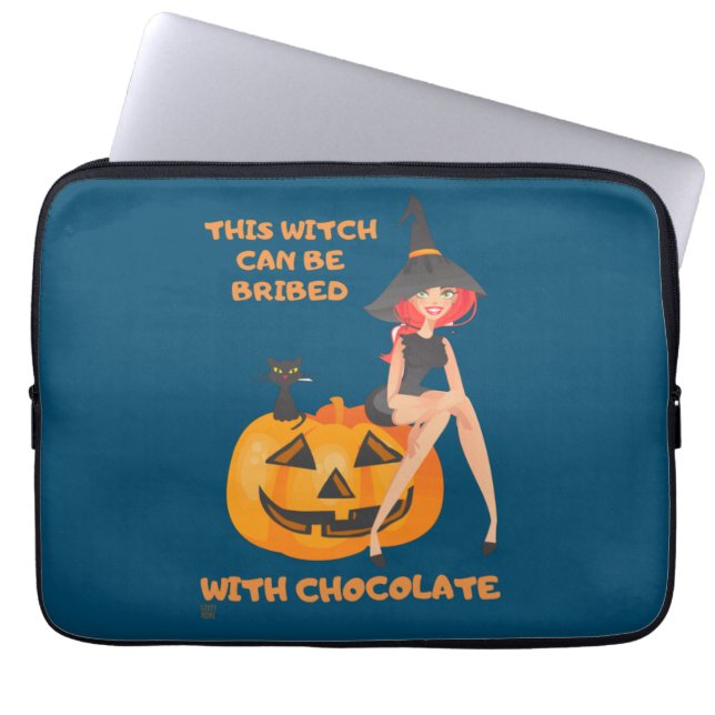 "THIS WITCH CAN BE BRIBED..." funny    Laptop Sleeve (Front)