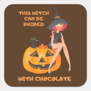 "THIS WITCH CAN BE BRIBED..." funny Square Sticker