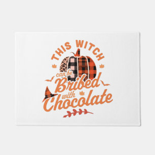 This Witch Can Be Bribed With Chocolate Halloween Doormat
