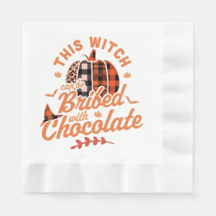 This Witch Can Be Bribed With Chocolate Halloween  Napkin