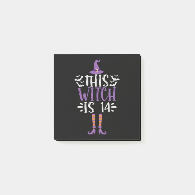 This Witch is 14th Funny Spooky Halloween Birthday Post-it Notes (Front)