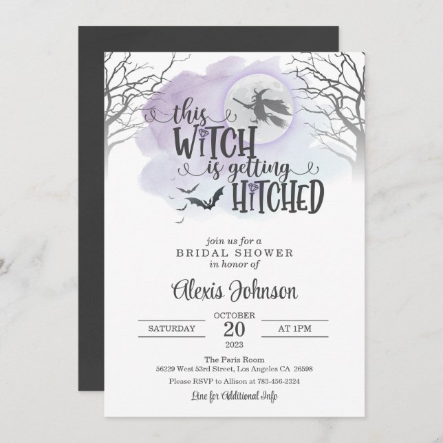 This Witch is Getting Hitched Bridal Shower Invitation (Front/Back)