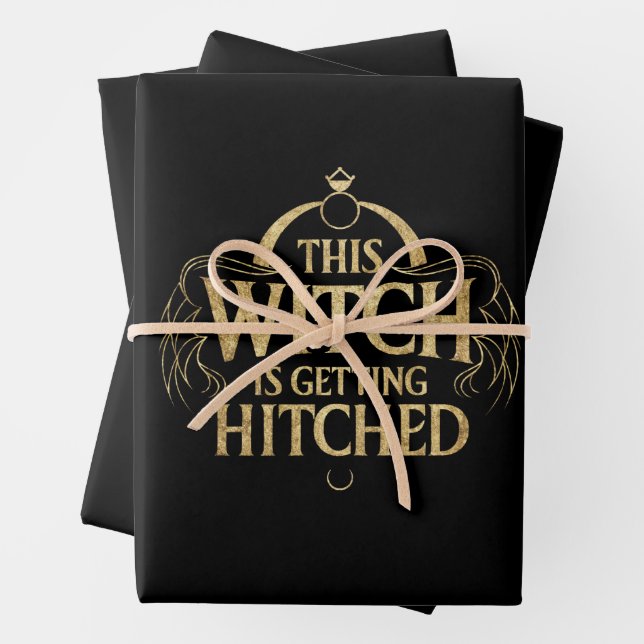 This Witch is Getting Hitched Hallo Wedding Bride Wrapping Paper Sheet (In situ)
