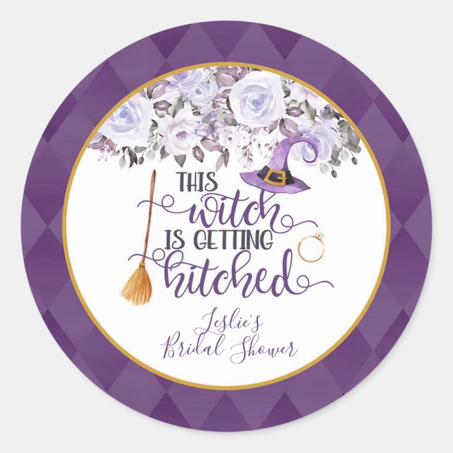 This Witch is Getting Hitched Round Sticker Custom (Front)