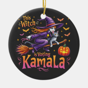 This Witch is Voting Kamala Cat Lady Harris Ceramic Tree Decoration