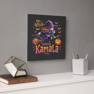 This Witch is Voting Kamala Cat Lady Harris Square Wall Clock