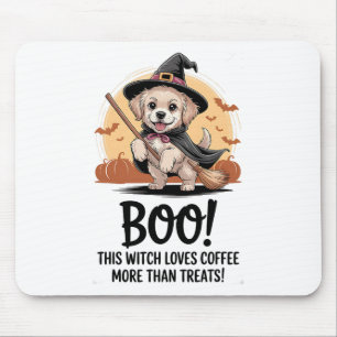 This Witch Loves Coffee More Than Treats Mouse Mat