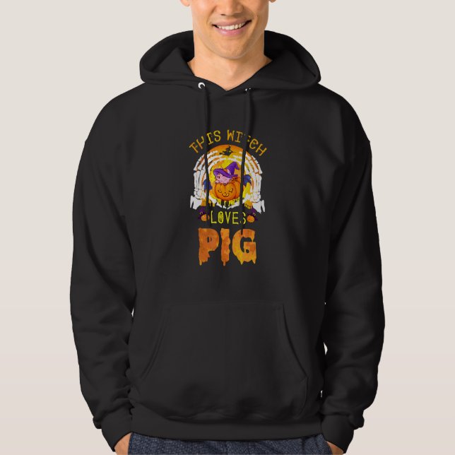 This Witch Loves Pigs Halloween Cosplay Hoodie (Front)
