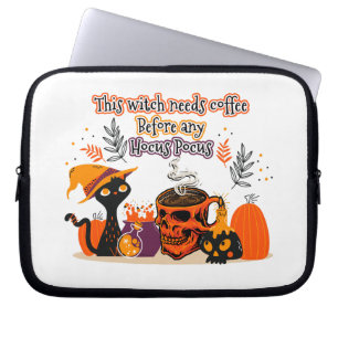 This Witch Needs Coffee Before Any Hocus Pocus Laptop Sleeve
