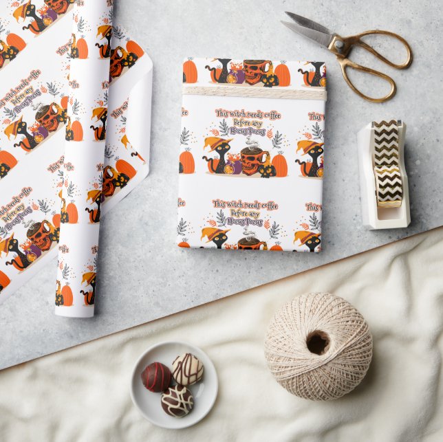 This Witch Needs Coffee Before Any Hocus Pocus Wrapping Paper (Crafts)