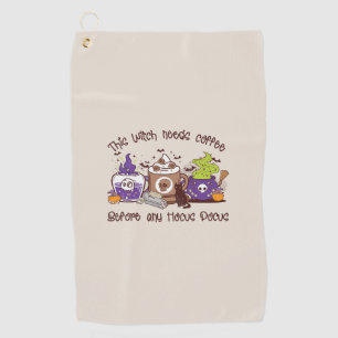 This Witch Needs Coffee Golf Towel