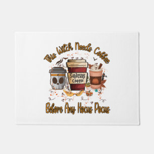 This Witch Needs Coffee, Halloween, Halloween Deco Doormat