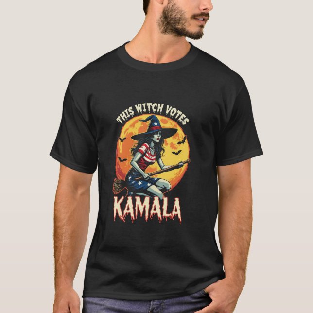 This Witch Votes Kamala Harris Halloween USA Presi T-Shirt (Front)