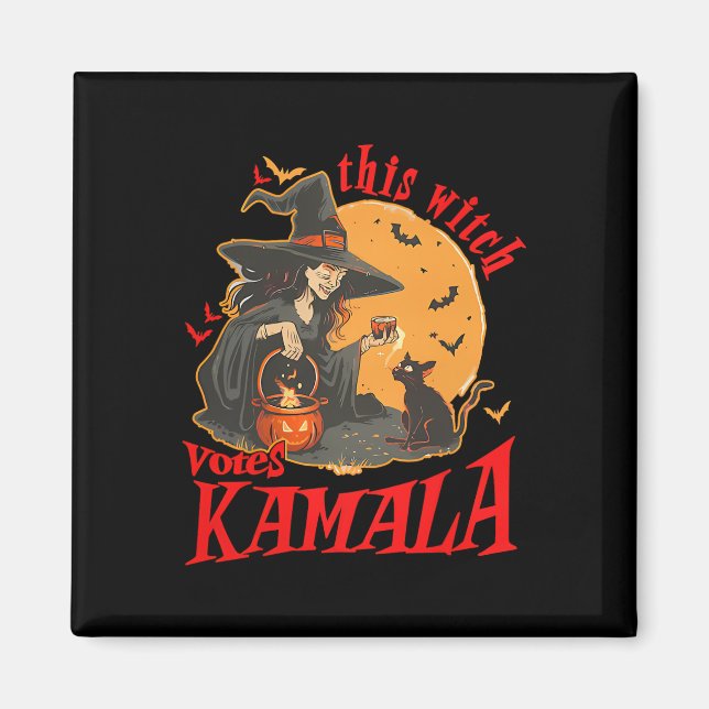 This Witch Votes Kamala Witchy Halloween Feminist  Magnet (Front)