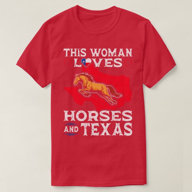 This Woman Loves Horses Texas T-Shirt (Design Front)