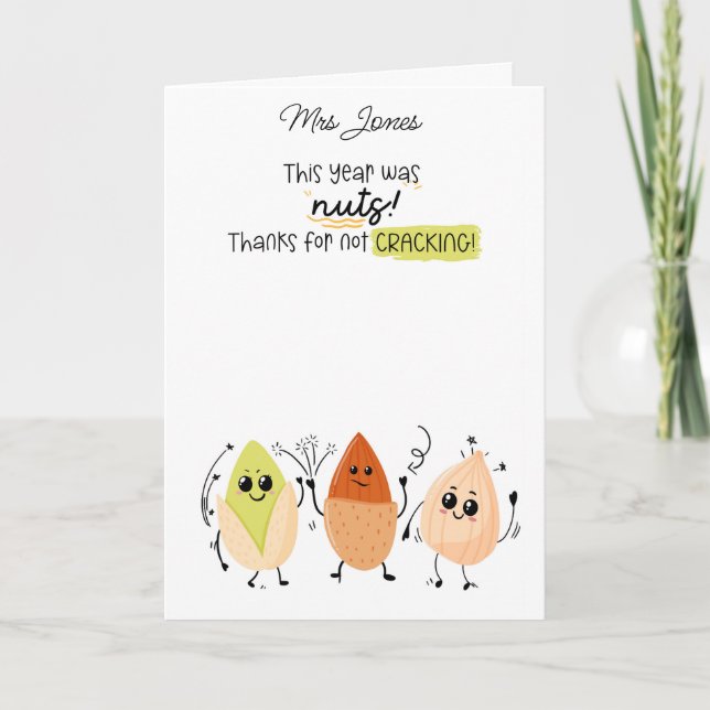 This Year Was Nuts Teacher Gift voucher Card (Front)