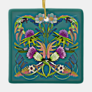 Thistle and bee ornament