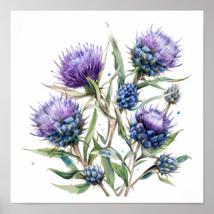 Thistle Art Print, Wildflowers Poster