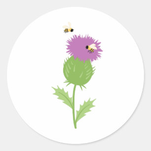 Thistle Bees Classic Round Sticker