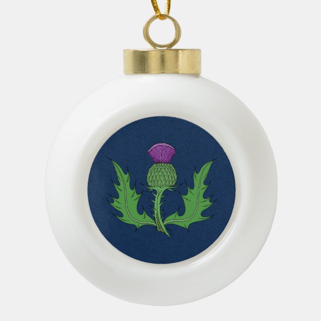Thistle Ceramic Ball Christmas Ornament (Front)