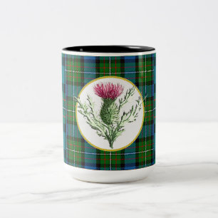 Thistle coffee cup with Ferguson Clan tartan
