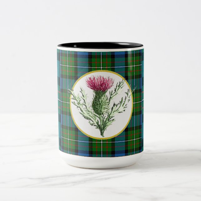 Thistle coffee cup with Ferguson Clan tartan (Center)