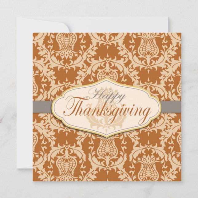 Thistle Damask Thanksgiving Invitation (Front)