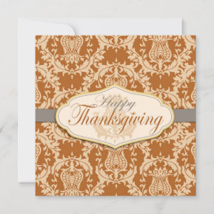 Thistle Damask Thanksgiving Invitation