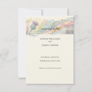 Thistle Feather Tartan Save the Date Card