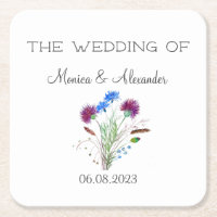 Thistle Floral Scottish Watercolor Wedding Party