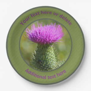 Thistle Flower Personalised Party Paper Plate